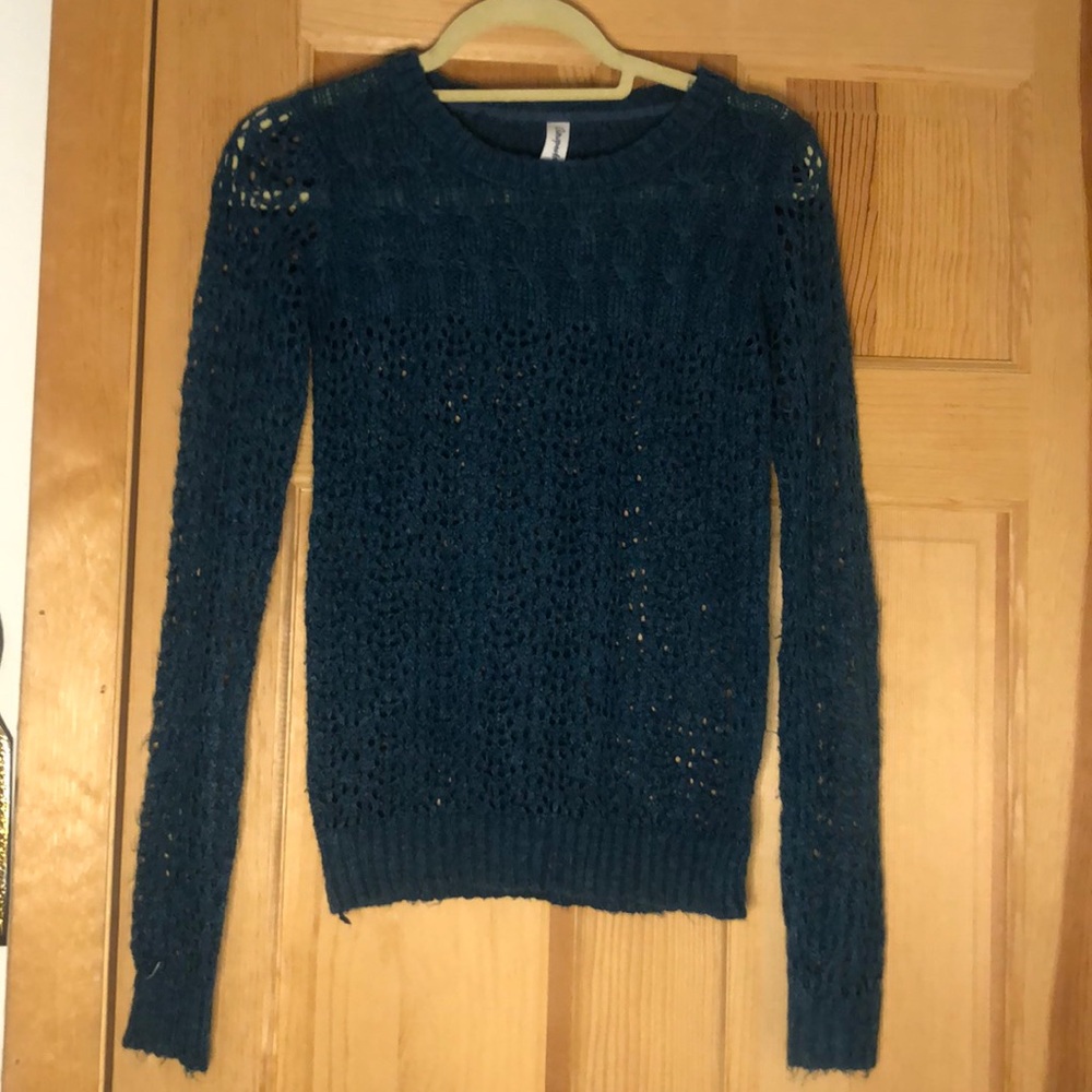 Teal blue knit sweater XS